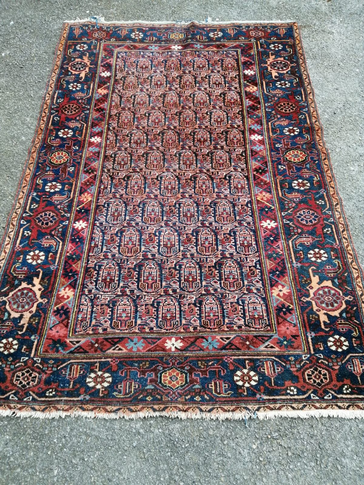 A Bakhtiari Boteh blue ground rug, 200 x 127cm